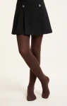 Collants opaques marron chocolat 40 deniers pour fille, portés – vue de face