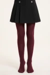 Collants opaques bordeaux 40 deniers pour fille, unis, portés – vue de face