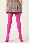 Collants fuchsia opaques portés – vue de dos