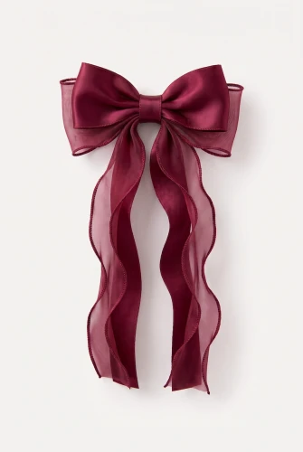 Barrette à grand nœud bordeaux en satin et organza pour fille – fêtes et cérémonies
