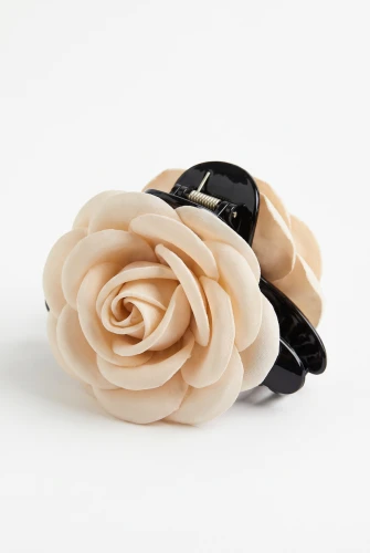 Pince crabe à fleur beige pour fille – mariage et cérémonies