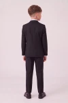 Costume garçon Sam noir vue de dos – veste et pantalon à pli, silhouette entière