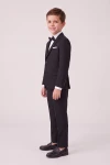 Costume garçon Sam noir avec nœud papillon – veste et pantalon à pli, vue de côté
