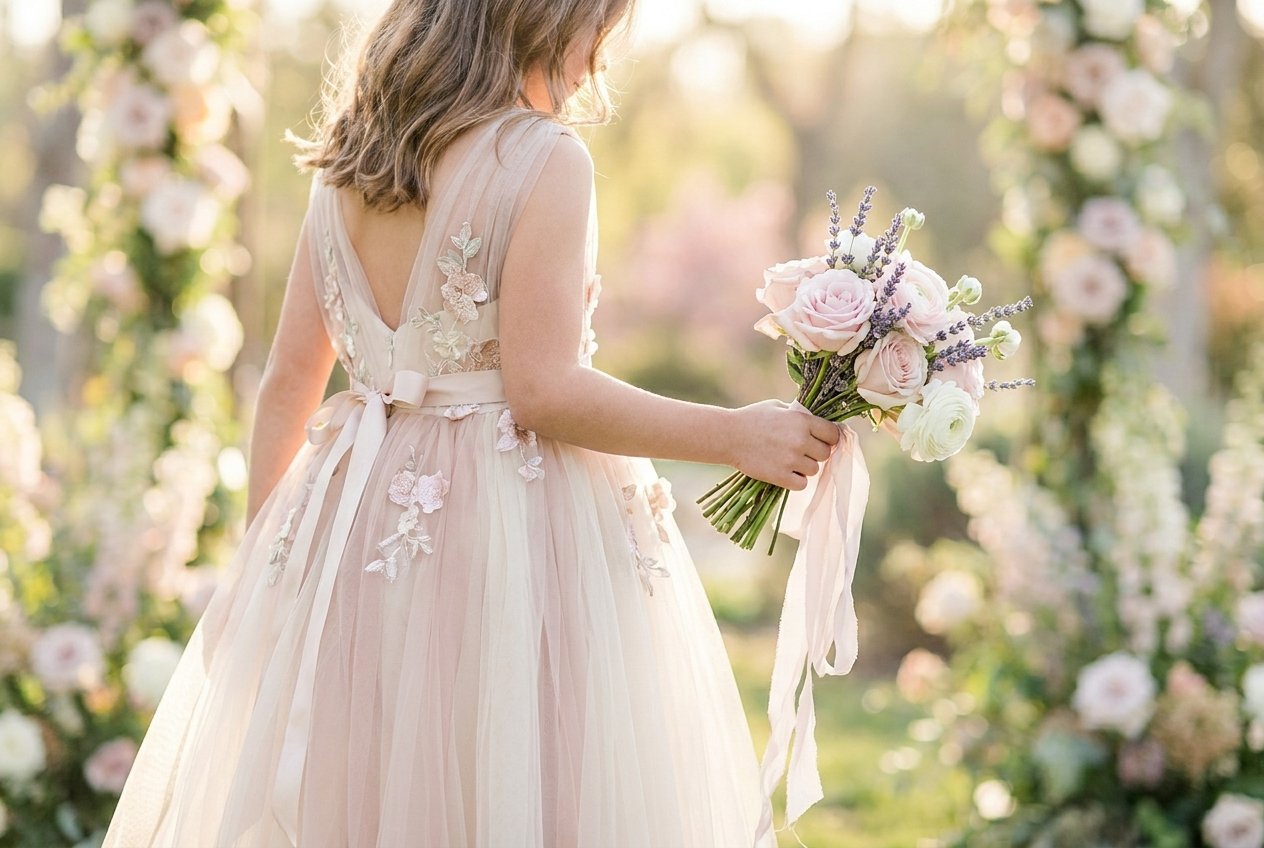 Robe de mariage pour fillette : accorder la tenue au thème du grand jour